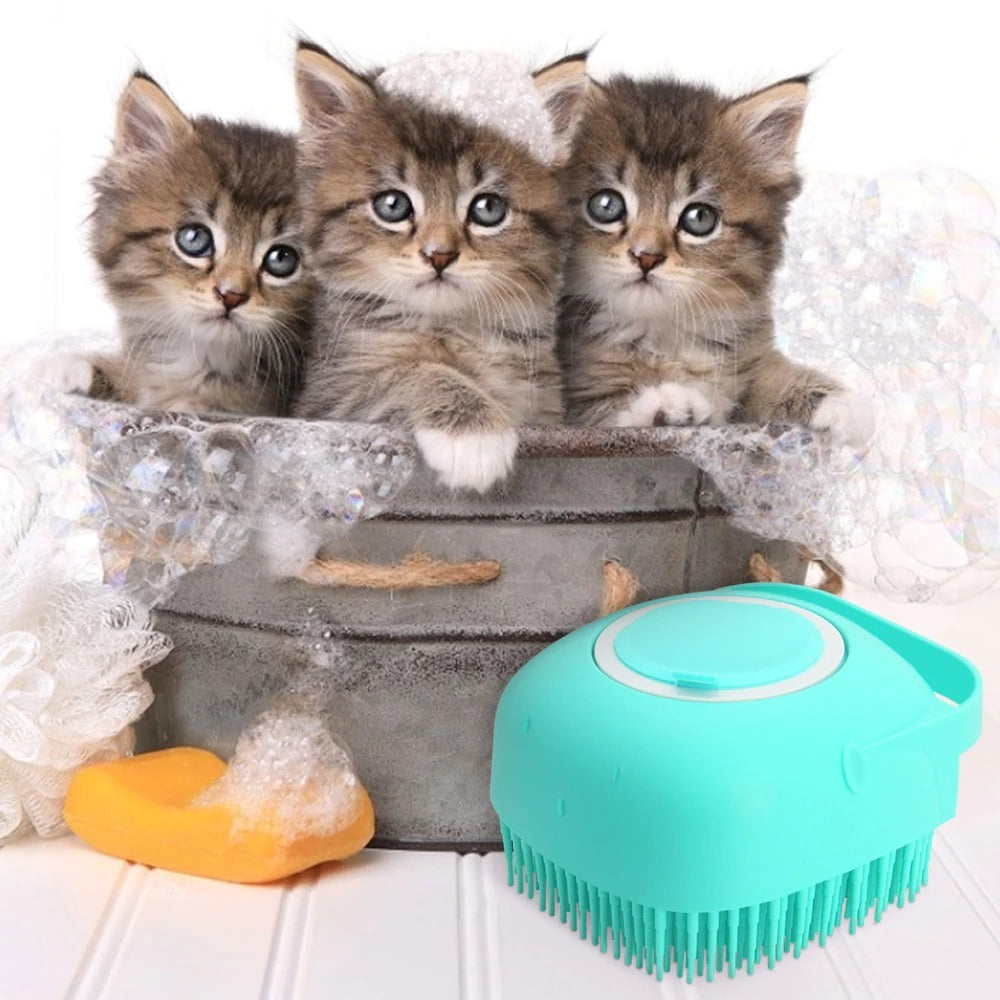 Haustier Hundeshampoo-Massagebürste – Katzen-Massagekamm, Pflege- und Duschbürste für Bad & Fellpflege, für kurzes Haar, weiche Silikonbürsten
