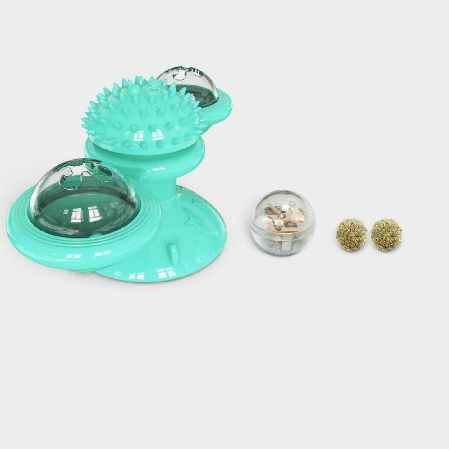 Neue Windmühlen-Katzenspielzeuge – niedliches, interaktives, rotierendes Spielzeug für drinnen mit Saugnapf, Katzenminze & gezacktem Mittelkugel, intelligenter Kitten-Rotationsspinner, Trainingsspielzeug, Zahnbürste & Massagefunktion
